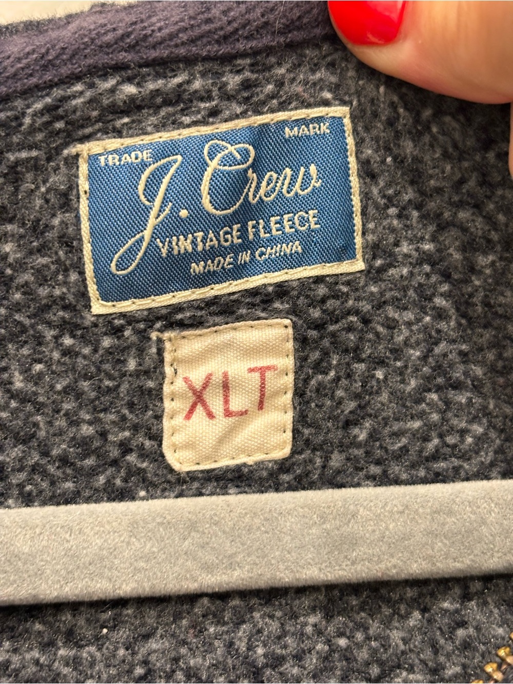 J. Crew Men's Muted Navy Vintage Fleece Zip-Up Hoodie XLT - Picture 2 of 5